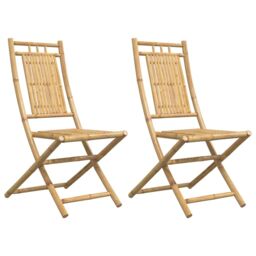 Berkfield Home Folding Garden Chairs 2 pcs 46x66x99 cm Bamboo in Brown - Size: 46 x 66 x 99 cm - thumbnail 2