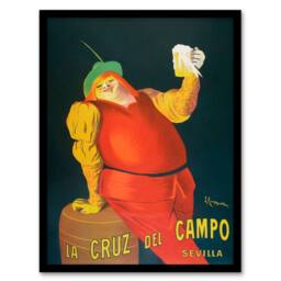 Artery8 Leonetto Cappiello Framed Wall Art La Cruz del Campo Beer Vintage Advert in Red - Size: A4 - thumbnail 1