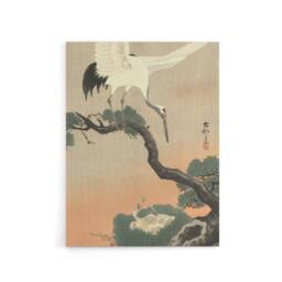 "Artery8 Ohara Koson Crane On Pine Branch Canvas Japanese Wall Art - Size: W24"" x H32""" - thumbnail 1