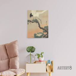 "Artery8 Ohara Koson Crane On Pine Branch Canvas Japanese Wall Art - Size: W24"" x H32""" - thumbnail 3