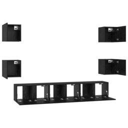 Berkfield Home TV Cabinet Wall-mounted Other with Storage with Door 7 pcs Black oak Medium 180 x 30 x 30 cm - thumbnail 7