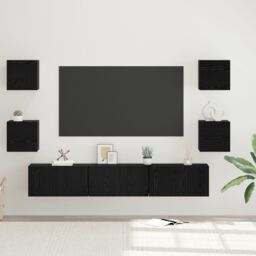 Berkfield Home TV Cabinet Wall-mounted Other with Storage with Door 7 pcs Black oak Medium 180 x 30 x 30 cm
