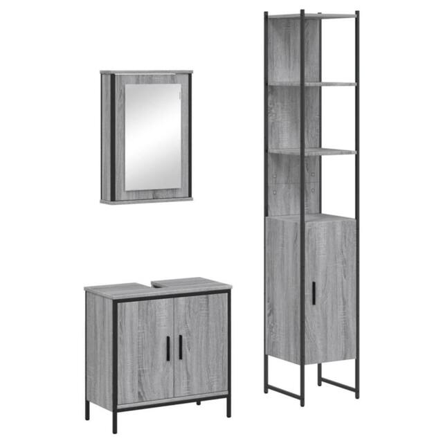 Berkfield Home 3 Piece Bathroom Furniture Set Grey Sonoma Engineered Wood - image 1