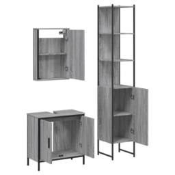 Berkfield Home 3 Piece Bathroom Furniture Set Grey Sonoma Engineered Wood - thumbnail 5