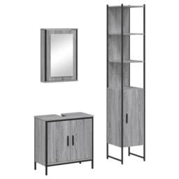 Berkfield Home 3 Piece Bathroom Furniture Set Grey Sonoma Engineered Wood - thumbnail 1