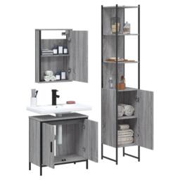 Berkfield Home 3 Piece Bathroom Furniture Set Grey Sonoma Engineered Wood - thumbnail 4