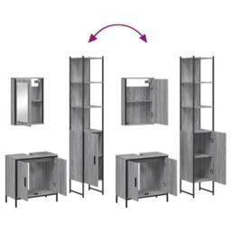 Berkfield Home 3 Piece Bathroom Furniture Set Grey Sonoma Engineered Wood - thumbnail 9
