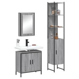 Berkfield Home 3 Piece Bathroom Furniture Set Grey Sonoma Engineered Wood - thumbnail 2