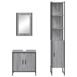 Berkfield Home 3 Piece Bathroom Furniture Set Grey Sonoma Engineered Wood - thumbnail 6