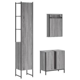 Berkfield Home 3 Piece Bathroom Furniture Set Grey Sonoma Engineered Wood - thumbnail 8