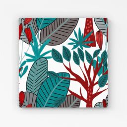 Warren Reed - Designer Jungle Exotic Summer Tropical Leaves Canvas in Green - Size: w10 inch x h10 inch - thumbnail 1