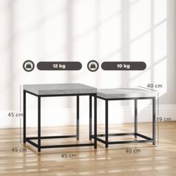 Wyld Haus Keco Set of 2 Grey Nesting Coffee Tables with 3.5cm Thick Tabletops - thumbnail 4