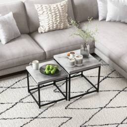 Wyld Haus Keco Set of 2 Grey Nesting Coffee Tables with 3.5cm Thick Tabletops - thumbnail 9