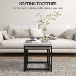 Wyld Haus Keco Set of 2 Grey Nesting Coffee Tables with 3.5cm Thick Tabletops - thumbnail 5
