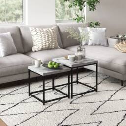 Wyld Haus Keco Set of 2 Grey Nesting Coffee Tables with 3.5cm Thick Tabletops - thumbnail 3