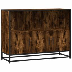 Berkfield Home Sideboard Smoked Oak 100x35x76 cm Engineered Wood in Brown - Size: 100 x 35 x 76 cm - thumbnail 2