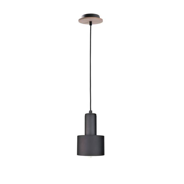 Netlighting Luce Cylindrical Pendant Ceiling Light Black Wood 15cm 1x E27