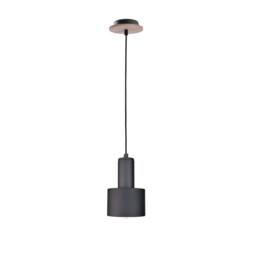 Netlighting Luce Cylindrical Pendant Ceiling Light Black Wood 15cm 1x E27