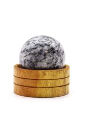 KDMD Indian Moonstone 50mm Gemstone Sphere with Stand for Meditation Decor in Grey - thumbnail 1