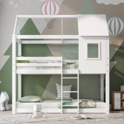 Merax 3FT White Bunk Bed, Children Cabin Bed, Single Bed for Kids - thumbnail 7