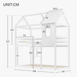 Merax 3FT White Bunk Bed, Children Cabin Bed, Single Bed for Kids - thumbnail 3