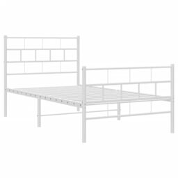 Berkfield Home Metal Bed Frame with Headboard & Footboard White 107x203 cm - thumbnail 4