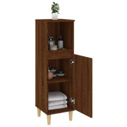 Berkfield Home Durable Bathroom Cabinet Brown Oak 30x30x100 cm Engineered Wood - Size: 30 x 30 x 100 cm - thumbnail 4