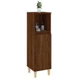 Berkfield Home Durable Bathroom Cabinet Brown Oak 30x30x100 cm Engineered Wood - Size: 30 x 30 x 100 cm - thumbnail 5