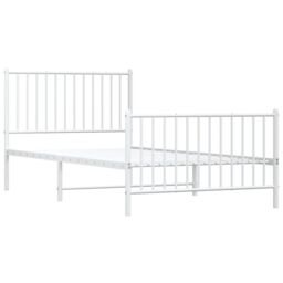 Berkfield Home Metal Bed Frame with Headboard & Footboard White 100x200 cm - thumbnail 4