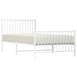 Berkfield Home Metal Bed Frame with Headboard & Footboard White 100x200 cm - thumbnail 3