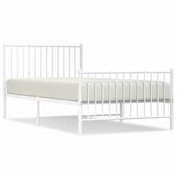 Berkfield Home Metal Bed Frame with Headboard & Footboard White 100x200 cm - thumbnail 2