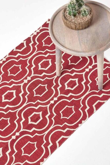 Homescapes Riga 100% Cotton Printed Patterned Hall Runner, 66 x 200 cm in Red - Size: 66 cm x 200 cm - image 1