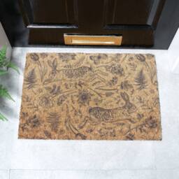 Artsy Mats Hare Print Doormat (60 x 40cm) in Brown - Size: 40 cm x 60 cm