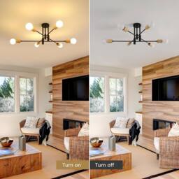 COMELY Industrial Ceiling Light, 6 Lights Vintage Sputnik Ceiling Light - thumbnail 8