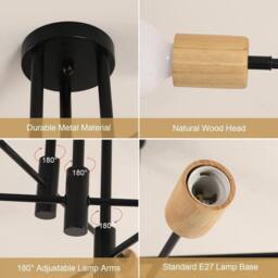 COMELY Industrial Ceiling Light, 6 Lights Vintage Sputnik Ceiling Light - thumbnail 7