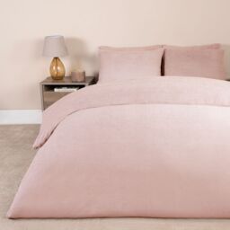 OHS Thermal Soft Teddy Fleece Duvet Cover Bedding Set in Dusty Pink - Size: Super King - thumbnail 1