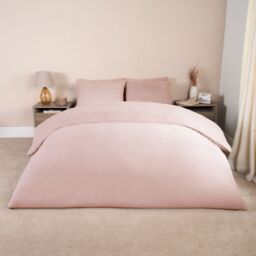 OHS Thermal Soft Teddy Fleece Duvet Cover Bedding Set in Dusty Pink - Size: Super King - thumbnail 2
