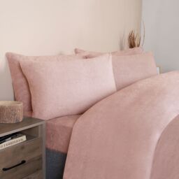 OHS Thermal Soft Teddy Fleece Duvet Cover Bedding Set in Dusty Pink - Size: Super King - thumbnail 4