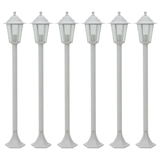 Berkfield Home Garden Post Lights 6 pcs E27 110 cm Aluminium White - image 1