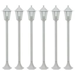 Berkfield Home Garden Post Lights 6 pcs E27 110 cm Aluminium White - thumbnail 1