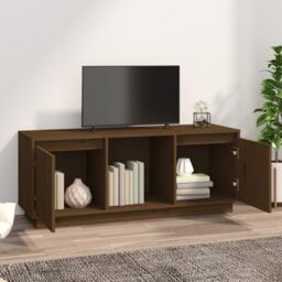 Berkfield Home TV Cabinet Honey Brown 110.5x35x44 cm Solid Wood Pine - thumbnail 3