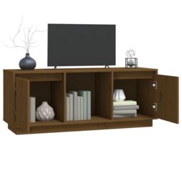 Berkfield Home TV Cabinet Honey Brown 110.5x35x44 cm Solid Wood Pine - thumbnail 4