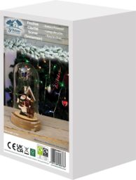Netagon Christmas Battery Powered Light Up Cloche Christmas Scene Globe Ornament- Snowman in Red - thumbnail 3