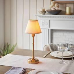 Netlighting Burley Rechargeable Table Lamp Fabric Ivy Shade 16cm in White - thumbnail 2