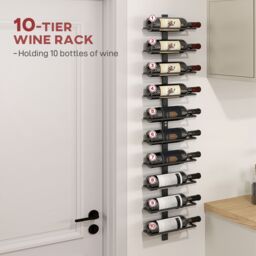HOMCOM Wall Mount Wine Rack, Wall Wine Rack for 10 Wine Bottles, Black - thumbnail 4