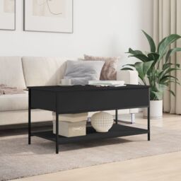 Berkfield Home Coffee Table Black 100x50x50 cm Engineered Wood & Metal - Size: 100 x 50 x 50 cm - thumbnail 3