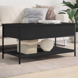 Berkfield Home Coffee Table Black 100x50x50 cm Engineered Wood & Metal - Size: 100 x 50 x 50 cm - thumbnail 1