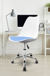 Fusion Living Soho Plastic Dining Chair with Swivel Base in Blue - thumbnail 1