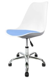 Fusion Living Soho Plastic Dining Chair with Swivel Base in Blue - thumbnail 2