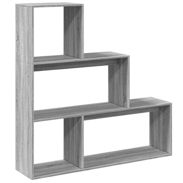 Berkfield Home Room Divider Bookcase 3-Tier Grey Sonoma 123x29x123 cm Engineered Wood - Size: 123 x 29 x 123 cm - image 1